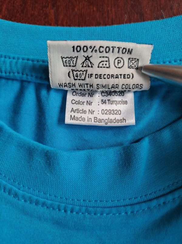 Hipu turkoosi t-paita logolla 100 % puuvillaa - Image 3